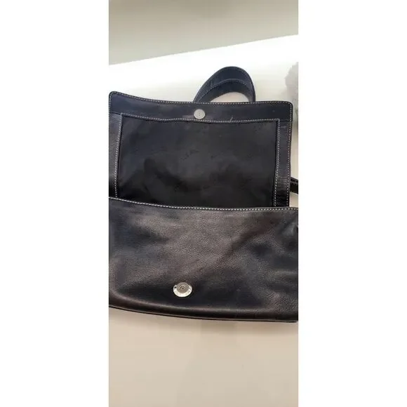 Y2K Vintage Coach East West Leather Cross Body Shoulder Bag 2000s Black Bag Vtg - Picture 7 of 8